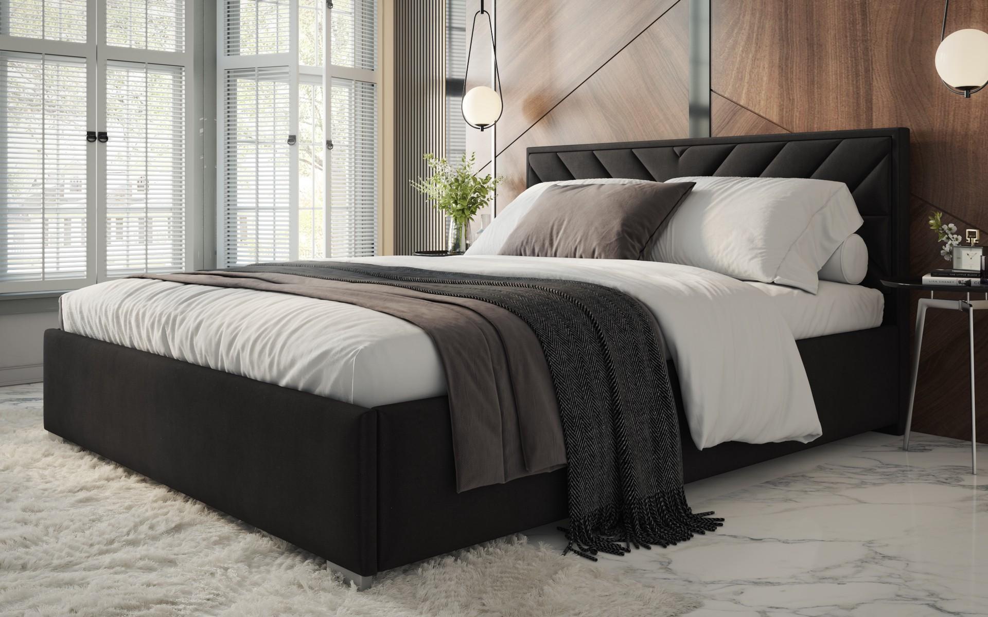 Upholstered double bed for mattress 160/200 Mirelly, dark grey  1